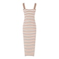 thumbnail image 7 of XIAOCHA Women's Striped Ribbed Gown Bodycon Slit Spaghetti Strap Square Neck Maxi Dress Stretchy Chic Casual Dresses, 7 of 7