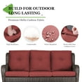 thumbnail image 4 of Gymojoy Outdoor Furniture 3-Piece Sofa, Patio Rattan Wicker Seactional Couch with Ottoman, Red, 4 of 6