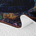 thumbnail image 5 of Manfei Boho Black Cat Quilt King, Mystic Cosmic Orbit King Coverlet Set, Black Teal, 3pcs, 1 Bedspread and 2 Pillowcases, 5 of 7