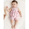 thumbnail image 3 of Miaouyo Kids Baby Girls Summer 2 Piece Outfits 6 12 18 24 Months 2T 3T 4T 5T Berry Print Sleeveless Round Neck Tank Tops and Ruffled Shorts Set, 3 of 9