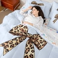 thumbnail image 3 of Manfei Cheetah Print Bowknot Bedding Comforter Set 7-Piece for Girls Women,Kids Teens Vintage Ribbon Bow Tie King Bedding Sets,Luxury Bedroom Decor, 3 of 7