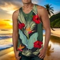 thumbnail image 2 of Mens Tank Top Vacation Beach Hawaii Digital Printed Vest Daily Loose Fit Breathable Refreshing Workout Tanks Sizes L, 2 of 5