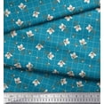 thumbnail image 3 of Soimoi Blue Cotton Jersey Fabric Check & Floral Print Fabric by The Yard 58 Inch Wide, 3 of 3