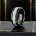 thumbnail image 2 of 8mm Mens Black Tungsten Wedding Band, White Turquoise Inlay Beveled Edge Promise Ring - TN981WAs11, 2 of 4