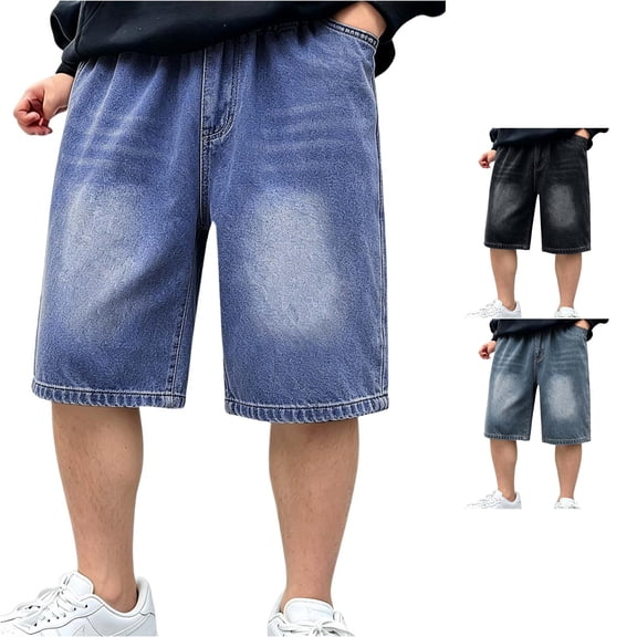 FYDUU Boys Denim Shorts Casual Loose Fit Jean Shorts Jorts for Boys Lightweight Everyday Wear Comfortable Elastic Waist Jeans Shorts Stylish Pants 11-12 Years