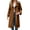 Brown, variant on Women'S Double Breasted Long Trench Coat Windproof Classic Lapel Slim Overcoat with Belt L