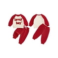 thumbnail image 2 of BemeyourBBs Toddler Baby Boy Girl Valentines Day Outfits Lover Boy Letter Long Sleeve Pullover Sweatshirt Tops Stripe Pants Set Spring Fall Winter Clothes, 2 of 9