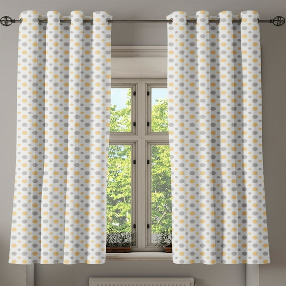 Ambesonne Retro Grommet Curtain, Big Small Shabby Dots, 50" x 63", Cadet Blue Orange White