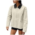 thumbnail image 2 of SwiftWear Womens Loose Casual Jackets Vintage Zip Up Lightweight Barn Coats Outfits​ for Spring Fall, Beige, 2 of 7