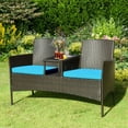 thumbnail image 6 of Patiojoy Rattan Wicker Outdoor Coversation Sofa Set with Coffee Table, Turquoise, 6 of 6