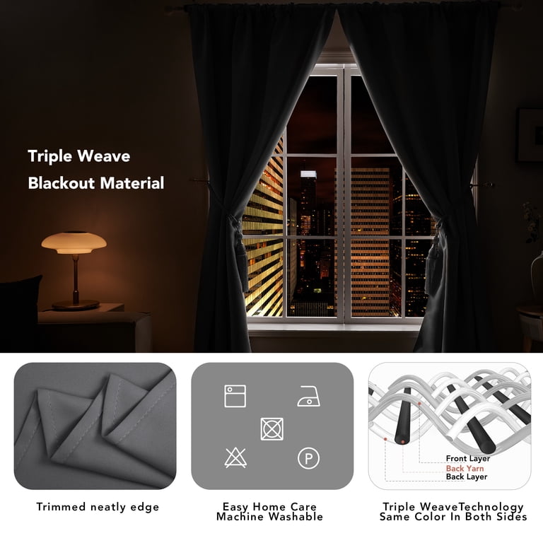 Deconovo Blackout Curtains 52x84 Dark Gray 2-Panel Set photo 2