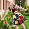 thumbnail image 6 of Girls 4th of July Dress Patriotic A-Line Midi Flutter Sleeve Red White Blue Patchwork 6-14,Size 11-12 T, 6 of 8
