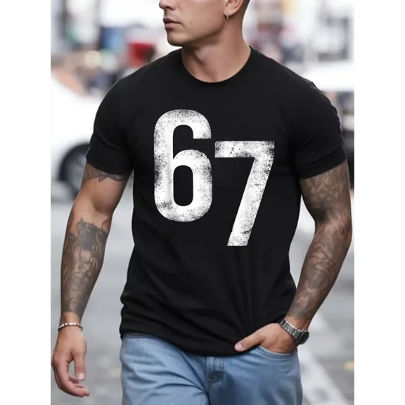 Funny 67 Meme T-Shirt for Men & Women - Oversized Funny 67 Number Joke Tee, 67th Birthday Gift Idea, Casual Humor Shirt with 67 Design, Party Outfit for 67 Year Olds
