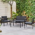thumbnail image 1 of Stylish 4 Piece Black Rattan Wicker Patio Furniture Set with Grey Cushions, 1 of 7