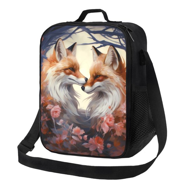 Balery Romantic Flower Fox Caja de Almuerzo y Bolsa de Almuerzo para Hombres y Mujeres, Bolsa de Almuerzo Reutilizable con Gran Capacidad, Bolsa de Almuerzo Aislada