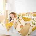 thumbnail image 3 of Erosebridal Cute Capybara 7-Piece Bedding Comforter Set,Orange Flowers Green Leaves King Bedding Sets For Girls Kids Reversible, 3 of 7