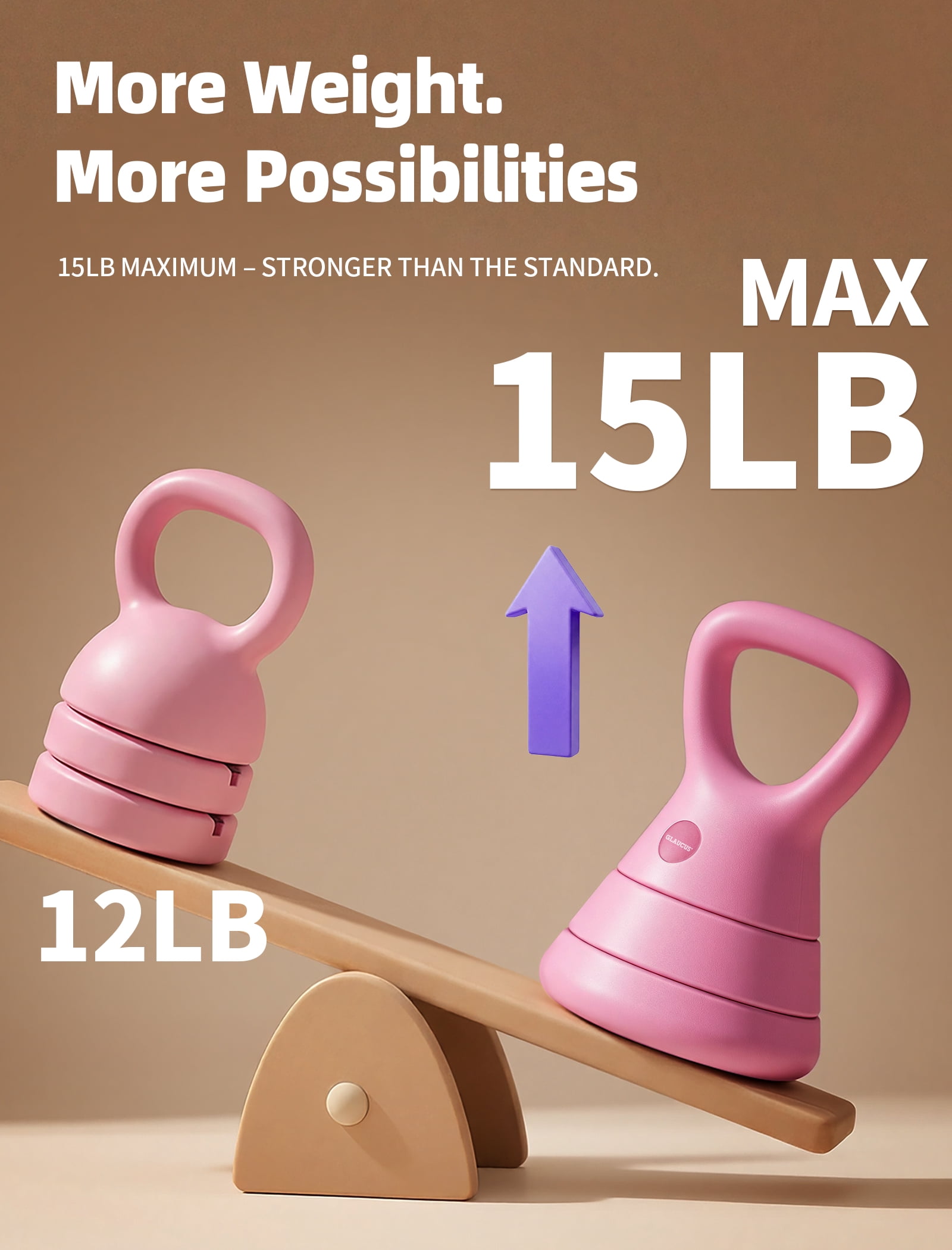 Adjustable Kettlebell, 5lb 9lb 15lb Kettlebell Weights Set, Ergonomic Design & Wide-Handle for Home Gym, Full-Body Workouts Strength Training and Weight Loss, Good for Men Women & Beginners (Pink)