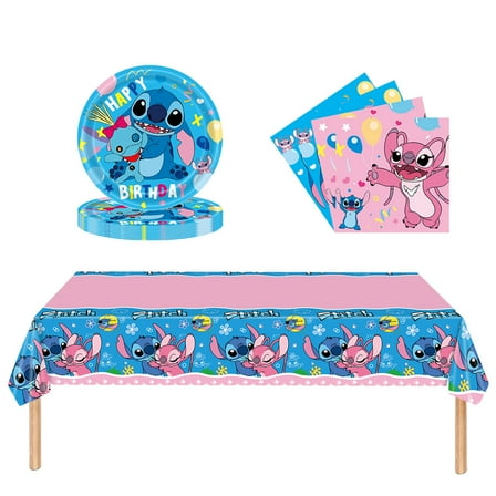 Cartoon Birthday Party Supplies Party Decorations Set 7 Inch Dessert Plates and Napkins Tablecloth Dinnerware for Baby Shower Birthday Hawaii Party Decorations 24 Serves Disposable Dinnerware Set