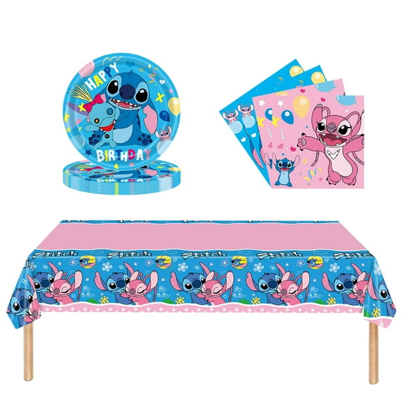 Cartoon Birthday Party Supplies Party Decorations Set 7 Inch Dessert Plates and Napkins Tablecloth Dinnerware for Baby Shower Birthday Hawaii Party Decorations 24 Serves Disposable Dinnerware Set