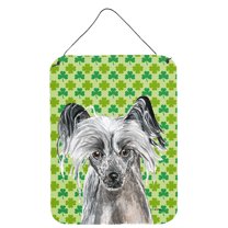 Chinese Crested Lucky Shamrock St. Patricks Day Wall or Door Hanging Prints