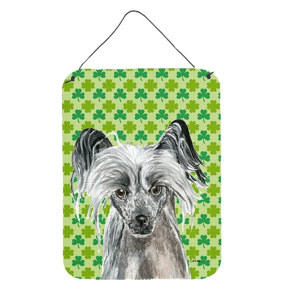 Chinese Crested Lucky Shamrock St. Patricks Day Wall or Door Hanging Prints
