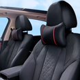 thumbnail image 4 of Almohada para el cuello del asiento del automóvil, reposacabezas, cojín de apoyo, asiento tejido de cuero PU, almohada de seguridad negra para automóvil, accesorios para automóvil, 4 of 5