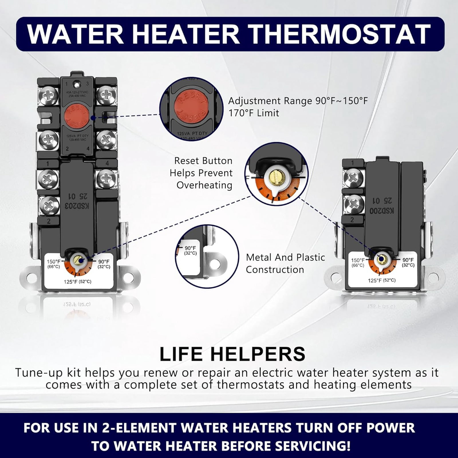 Electric Water Heater Thermostat Boiler Temperature Controller Electric Boiler Temperature Limiter Switches Parts