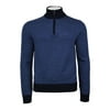 New Brooks Brothers Mens Blue Merino Wool Two Tone 1/2 Zip Sweater Large L 3642-6