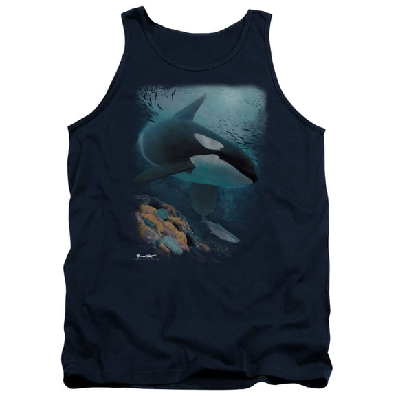 Wildlife Salmon Hunter Orca Adult Tank Top Navy
