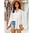 thumbnail image 4 of Siliteelon Women's White Double-Layer Ruffled Casual Shirt - Bring a Fresh and Elegant Touch, Unlock a Gentle and Laid-back Daily Look, 4 of 6