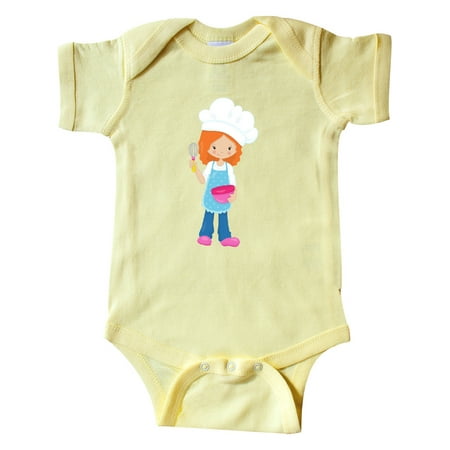

Inktastic Baking Girl Girl With Chef s Hat Orange Hair Gift Baby Girl Bodysuit
