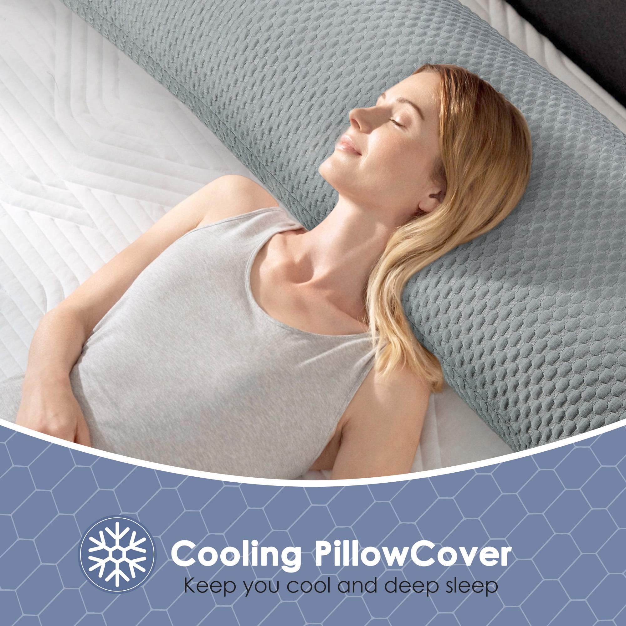 MOONORAH Body Pillow, Soft Cooling Long Body Pillows for Adults Side Sleeper, 2 in 1 Large Full Bed Pillows for Sleeping - 20x54 inch, Gray