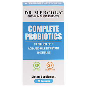 Dr. Mercola Complete Probiotiques - 60 Capsules - 70 milliards UFC - 10 Souches - acide et résistant Bile - aide à maintenir une flore saine et favorise la digestion