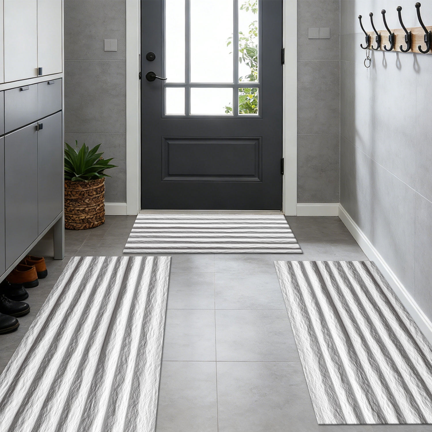 3 Piece Kitchen Rug Set, Non-Slip And Washable, Abstract Pattern Kitchen Hallway Rug, Soft And Comfortable, Suitable For Sinks, Floors, Entrances, Hallways and Bathrooms