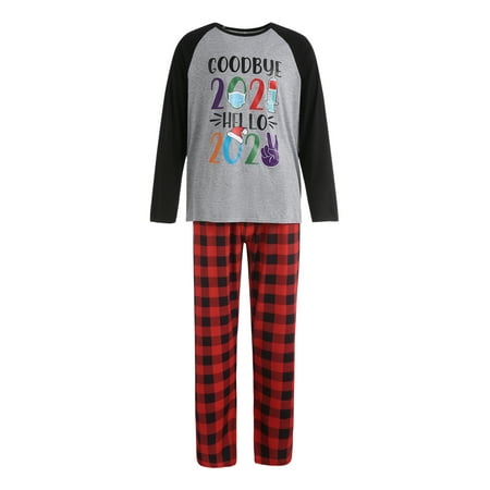 

MERSARIPHY Christmas Parent-child Pajamas Letter Print T-shirt + Plaid Pants