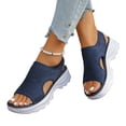 thumbnail image 2 of Women Platform Sandals Open Toe Breathable Mesh Sandals Comfortable Summer Beach Thick Shoes Casual Outdoor Walking Sandal Footwear Dark Blue 40, 2 of 6
