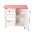 thumbnail image 3 of Kitchen Island with Storage Cabinet on Wheels Small Rolling Cart Pink Table-Top, White, 3 of 8