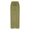 thumbnail image 4 of BODOAO Womens Wide Leg Sweatpants Casual High Waist Baggy Track Pants Loose Fit Drawstring Palazzo Lounge Pants Solid Casual Pants Straight Leg Lightweight Loose Trousers with Pockets Green L, 4 of 8