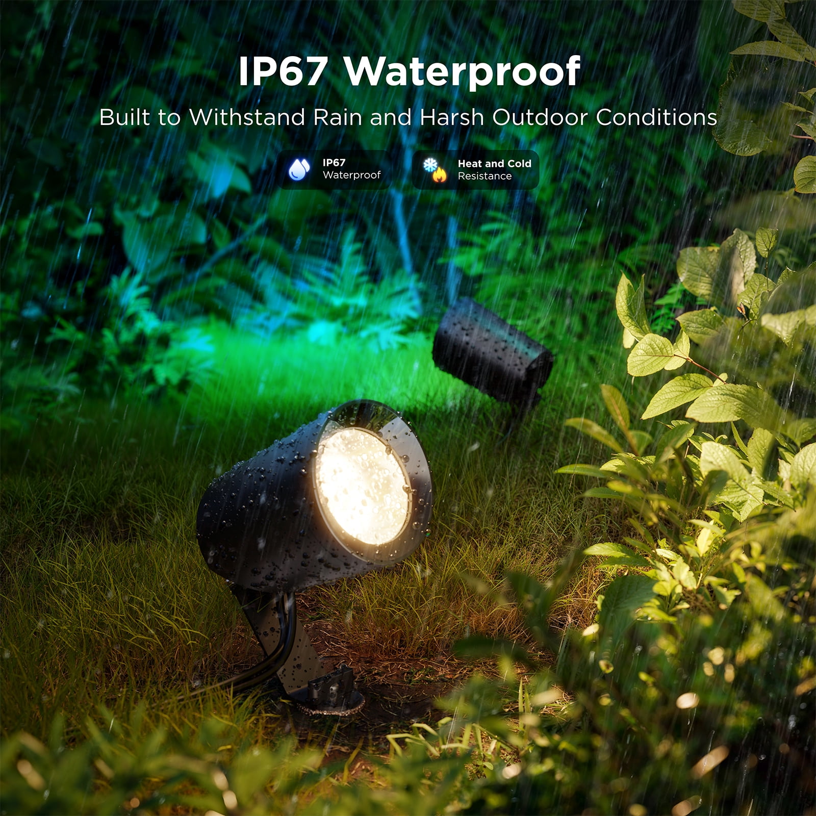 Govee Smart Outdoor Spotlight, IP67 Waterproof Spotlights, Landscape Lights Work with Matter, Alexa, and Google Assistant, RGBWIC Color Changing Light for Outdoor Decor, Corded Electric, 4 Pack