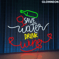 thumbnail image 2 of Glowneon Save Water Drink Wine Neon Sign, Wine Led Sign, Bar Pub Sign, 2 of 5