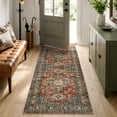 thumbnail image 3 of Lahome Vintage Washable Runner Rug, 2x6 Non-Slip Rug,Hallway Rug Runner with Rubber Backing, Stain Resistant Distressed Carpet Runner for Bedroom, Kitchen, Laundry，Entrance,Brick Red, 3 of 10