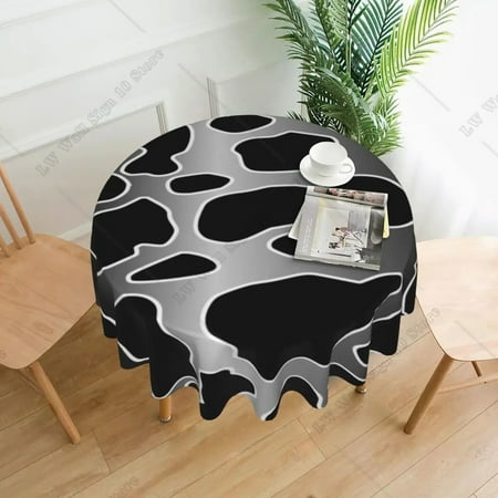

Cow Print Spots Tablecloth Black And White Animal Buffet Polyester Table Cover Beautiful Cheap Protector Printed Table Cloth