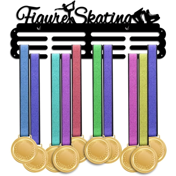 Exhibidor de medallas de patinaje artístico Ice Dreams, colgador de medallas de metal, marco para medallas, soporte para cintas de premios deportivos, soporte de pared, estante de premios escalonado.
