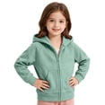 thumbnail image 2 of OGLCCG Girls Zip Up Hoodies Long Sleeve Hooded Sweatshirts Casual Lightweight Cotton Workout Jacket with Pockets 2-13 Years, 2 of 8