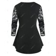 thumbnail image 2 of Tamaño de la camiseta de los ojetillos de la manga de encaje del cuello del sesgo Rosegal Mangas largas de talla grande, 2 of 5