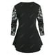 thumbnail image 2 of Tamaño de la camiseta de los ojetillos de la manga de encaje del cuello del sesgo Rosegal Mangas largas de talla grande, 2 of 5