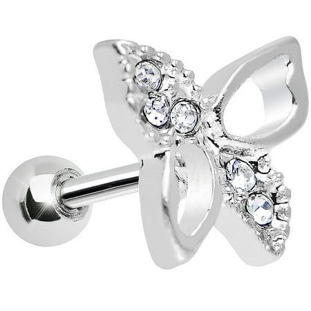 Body Candy Stainless Steel Clear Breezy Erfly Cartilage Tragus Body Candy Stainless Steel Clear Breezy Erfly Cartilage Tragus Earring 16 Gauge