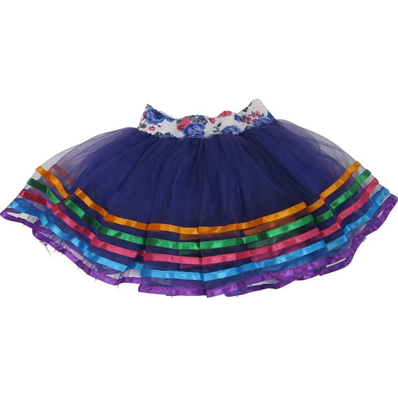Wenchoice Girl'S Rainbow Striped Ribbon Trim Purple Tutu Skirt  S(1T-2T)