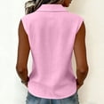 thumbnail image 5 of VBVC Women's Sleeveless Peter Pan Collar Shirt, Ladies' Breathable Button Down Tank Top, Casual Solid Color V-Neck Blouse For Women,Pink,S-3XL, 5 of 7