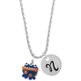 thumbnail image 1 of Delight Jewelry Resin Blue Alien with Orange Dots Silvertone Script Initial Disc - N - Charm Necklace, 20"+3", 1 of 4